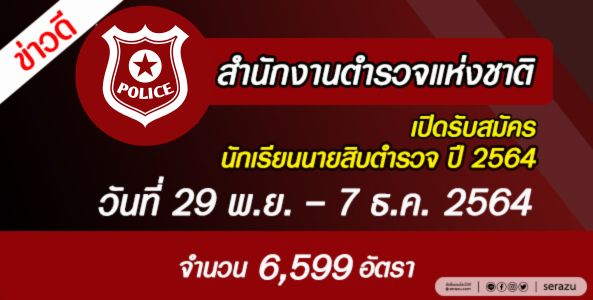 ข่าวดี สำนักงานตำรวจแห่งชาติ เปิดสอบนักเรียนนายสิบตำรวจ ปี 2564